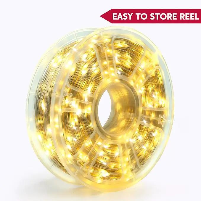 Joiedomi 1200 LED Christmas Lights Outdoor,394 FT Warm White Christmas Tree Lights with 8 Modes Timer, PVC Clear Wire String Lights with Reel for Indoor Outdoor Holiday Xmas Eve Night Decorations by GreenHaven Gardens