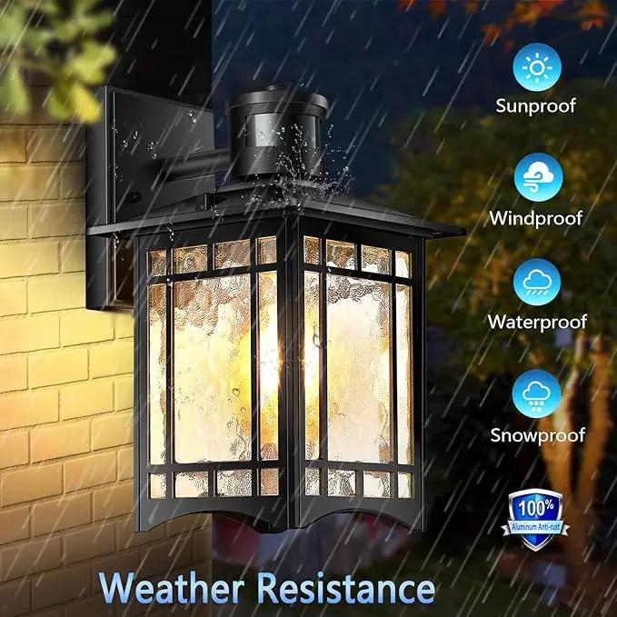 Motion Sensor Outdoor Lights, Dusk to Dawn Light Fixture, Black Wall Sconce Lighting, Front Porch Light, Exterior Lights for House Patio, Outside Door Wall Mount Anti-Rust Lantern by GreenHaven Gardens