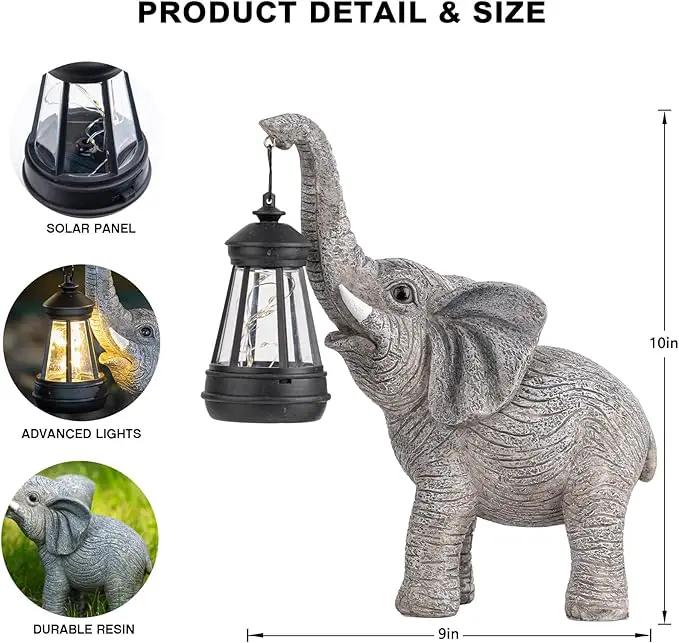 Elephant Statue Solar Garden Decor, Outdoor Solar Decoration for Outside, Gardening Gifts for Women by GreenHaven Gardens