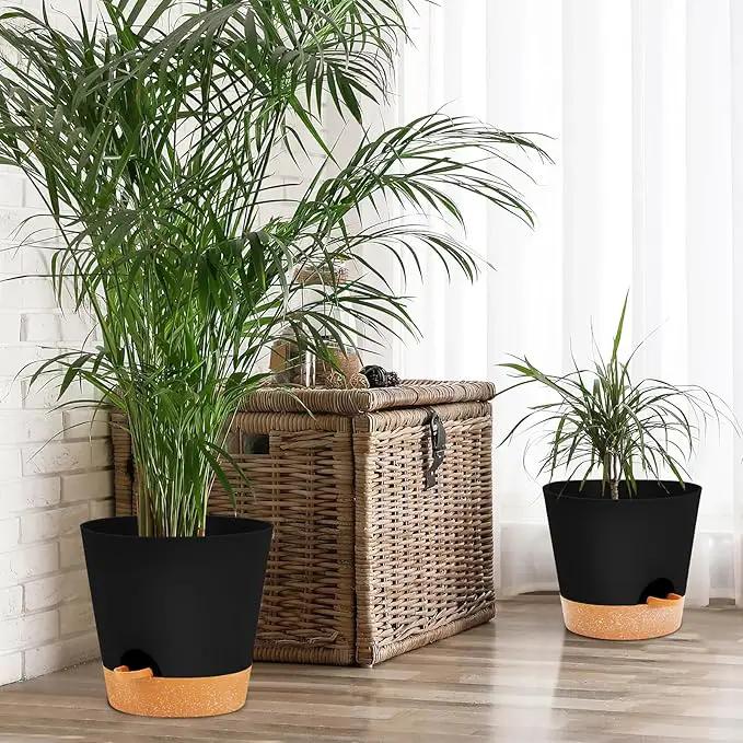 GARDIFE 10/9/8 inch Plant pots, planters for Indoor Plants, self Watering Plant Pot, Flower pots, Black by GreenHaven Gardens