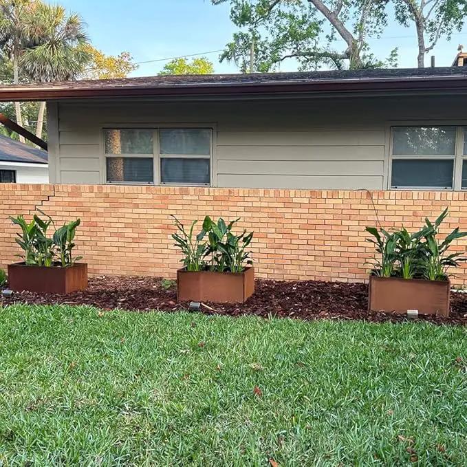 Corten Steel Planter Box Rectangular Planters Large Outdoor Planter Metal Planter Box for Tall Plant Trough Rustic Patina for Garden Yard Commercial Residential Farm 16 in x 31.5 in x 16 in by GreenHaven Gardens