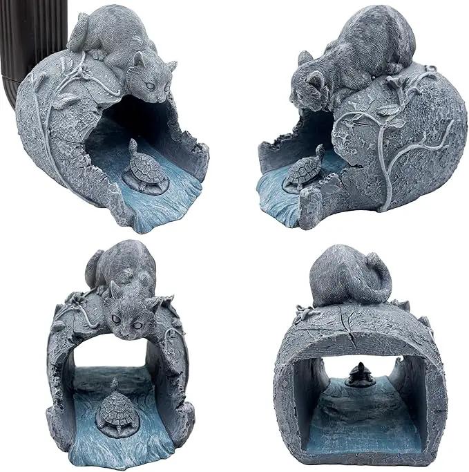 Real Cat Sculpture Gutter Downspout Extender, Eco-Friendly Resin Garden Animal Statue, Decorative Gutter Extension Downspout, Outdoor Decor Ornament, Splash Block, Perfect for 3"x4" Downspouts by GreenHaven Gardens