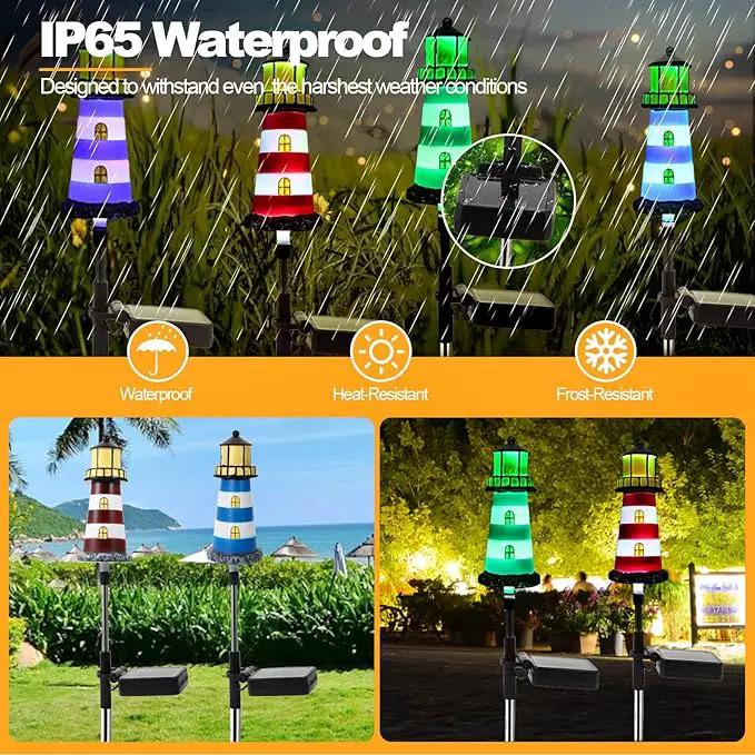 Lighthouse Solar Lights, 4 Pack Solar Outdoor Waterproof Lights, Perfect for Your Garden, Yard, Flower Bed, Patio, Sidewalk, Driveway or Any Other Place by GreenHaven Gardens