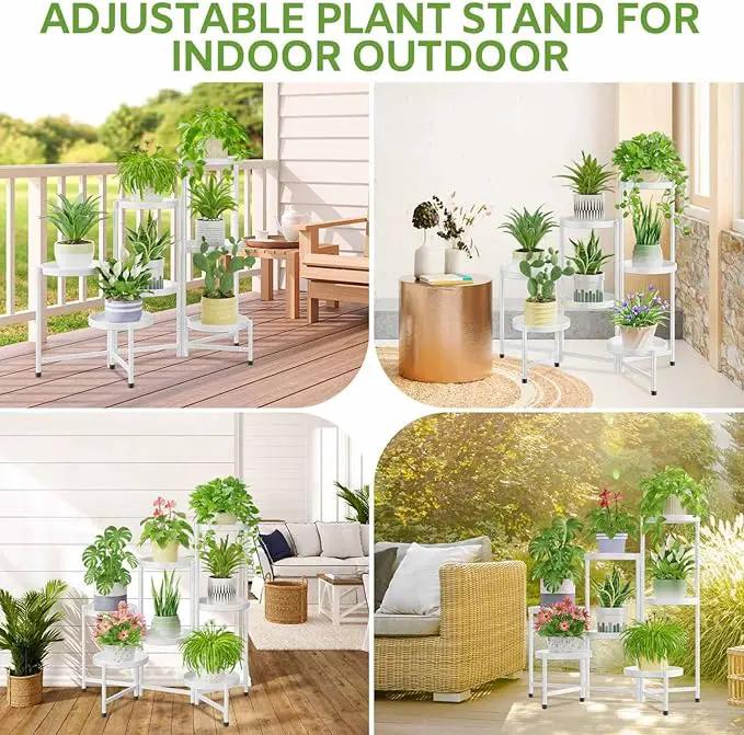iDavosic.ly 7 Tier Large Plant Stand Indoor, 10 Inch Wide Tall Corner Metal Plant Stands Outdoor for Multiple Plants, Folding Tiered Flower Display Holder Rack Shelf, White by GreenHaven Gardens