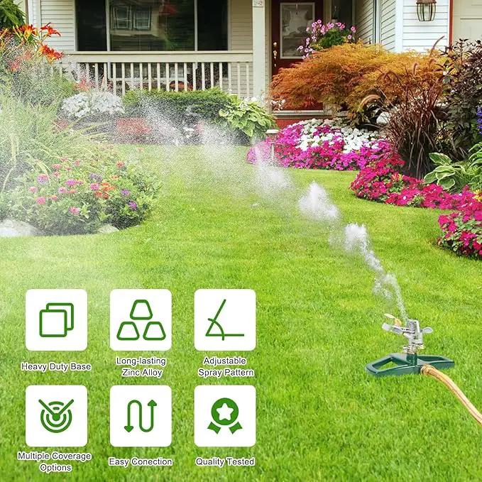 WEMADE Heavy Duty Metal Pulsating Sprinklers for Yard - 360 Degree Roating Automatic Water Sprinkler for Lawn with Metal Base, Impact Sprinklers for Large Area Covers Up to 85‘ Diameter by GreenHaven Gardens