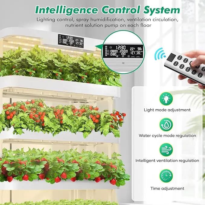 4-Tier Hydroponics Growing System Kit with 130 Pods, Lager Indoor Garden System with LED Grow Light, Automatic Quiet Water Circulation, Food-Grade PP Material Hydroponic Tower for Vegetables by GreenHaven Gardens