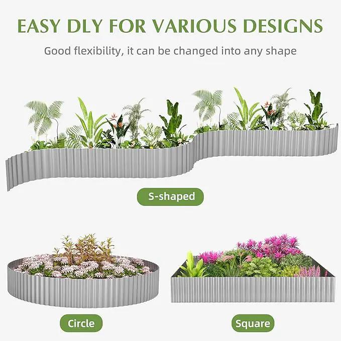 Metal Garden Edging Border, Corrugated Steel Landscaping, DIY for Lawn (Silver, 8 Inch x 20FT) by GreenHaven Gardens