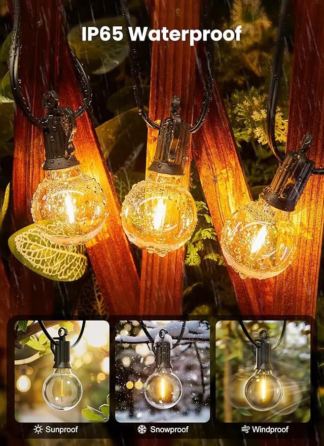 Brightown Outdoor String Lights - Connectable Dimmable LED Patio String Lights with G40 Globe Plastic Bulbs, All Weatherproof Hanging Lights for Outside Backyard Porch (50 ft - 25 LED Bulbs) by GreenHaven Gardens