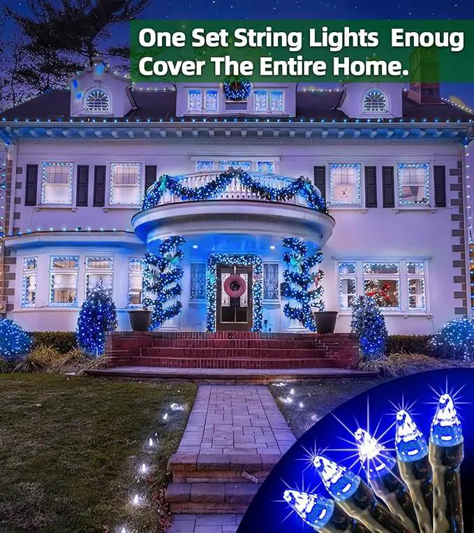 1500 LED 492ft Outdoor Christmas Lights Decorations, Green Wire LED String Lights with Timer Memory, Twinkle Lighs for Indoor Outdoor Party, Tree Wedding, Garden, Patio (Blue) by GreenHaven Gardens