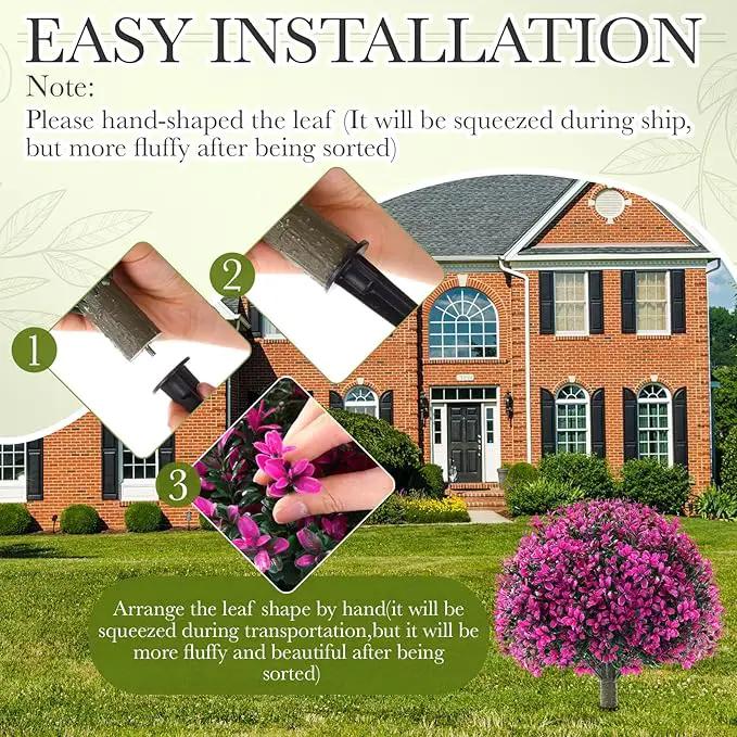 Yunlly 2 Pack 18" Artificial Boxwood Ball Bush Topiary Trees Fake Outdoor Plants, Realistic UV Resistance Faux Shrubs with Spike Greenery Topiary for Front Porch Garden Yard Patio Indoor (Fuchsia) by GreenHaven Gardens