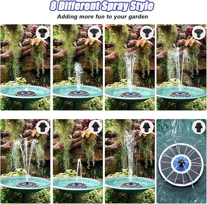 SZMP Solar Fountain Upgrade, 3.5W Solar Powered Bird Bath Fountains with Flower, Outdoor Water Feature Solar Pump with 7-in-1 Nozzles, 4 Fixed Pipes for Humingbirds, Garden, Pool, Pond, and Fish Tank by GreenHaven Gardens