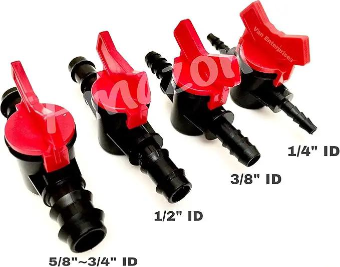 2PK of 1/2" ID Ball Valve Hose Barb Connectors for Drip Irrigation Hoses and Aquariums [Various by GreenHaven Gardens