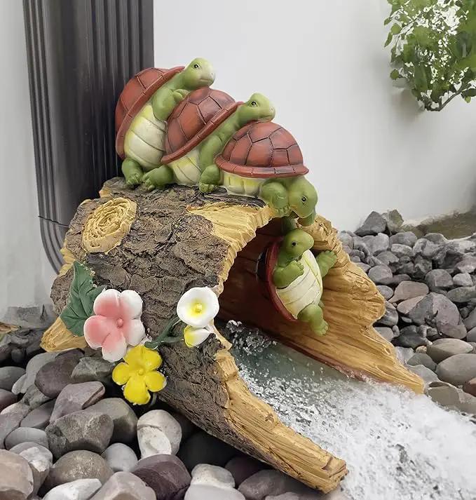 Funny Turtle Gutter Downspout Extender Statue, Garden Ornament, Decorative Gutter Extension Downspout, Perfect Rain Diverter for 3"x4" Downspouts, Eco-Friendly Resin, Outdoor Decor Gift (8 In)