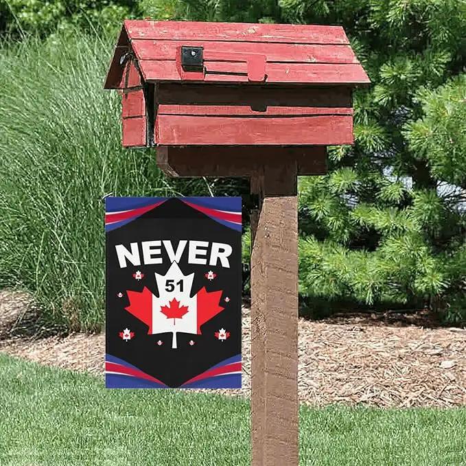 Never 51st State Canada Flag Garden Flags 12x18 Double Sided Funny House Flag for Holiday Outdoor Decorations by GreenHaven Gardens