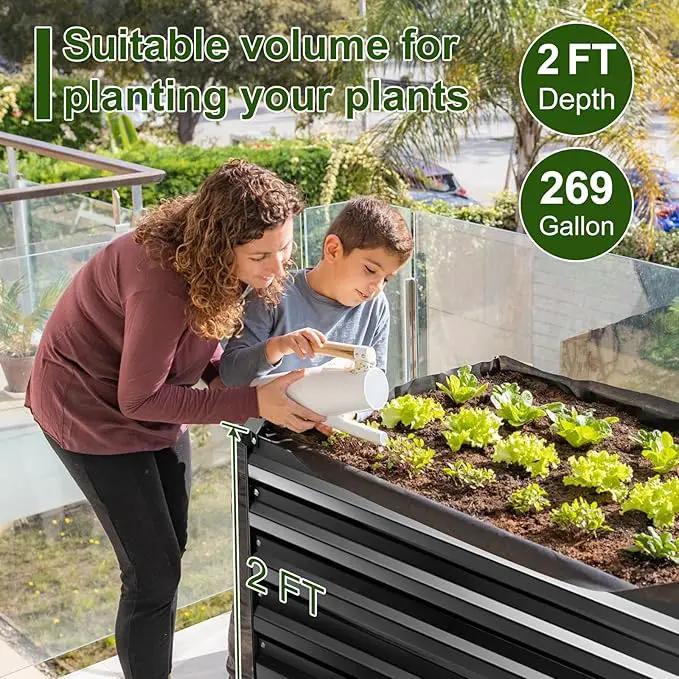 EDOSTORY Metal Raised Bed Garden Bed Kit, 6x3x2ft Tall Galvanized Planter Raised Garden Boxes Outdoor, Large Metal Raised Garden Beds for Flowers, Vegetables, Herbs by GreenHaven Gardens