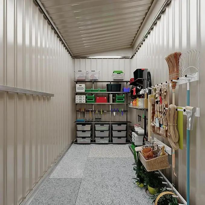 4x8 FT Metal Outdoor Lean to Storage Shed, Lean to Garden Shed Utility Tool Shed, Heavy-Duty Outdoor Metal Wall Side Storage Sheds by GreenHaven Gardens