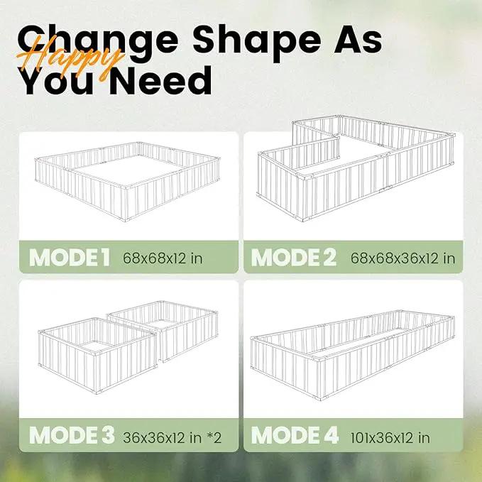 KING BIRD Raised Garden Bed 68"x 36"x 12" Galvanized Steel Metal Outdoor Garden Planter Box Kit with 2 Pairs of Gloves (Green) by GreenHaven Gardens