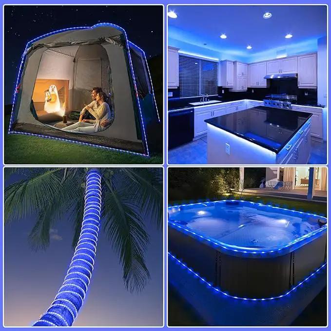 66FT 200 LED Rope Lights for Outside, Christmas String Lights with Waterproof 8 Modes, Flexible and Connectable Plug in Fairy Lights for Outdoor Indoor Bedroom Patio Party Wedding Decorations, Blue by GreenHaven Gardens