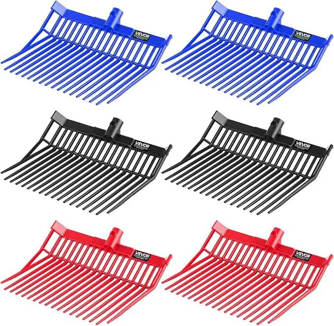 VEVOR 6PCS Manure Fork Replacement Head, 18 Angled Tines Horse Manure Fork Head, Durable Plastic Pitchfork Heads, Horse Mulch Rake for Picking up Stable Stall Muck Grass Hay Cleaning Farm Work by GreenHaven Gardens