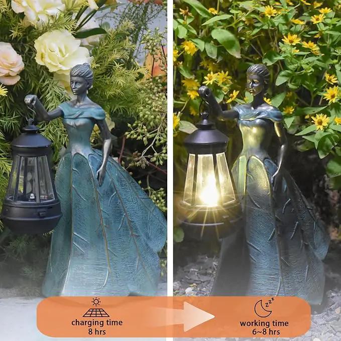 Fairy Garden Statue Solar Garden Decor with Lights for Yard Lawn Decorations Outdoor Patio Fairy Garden Decor Gardening Gifts for Women by GreenHaven Gardens