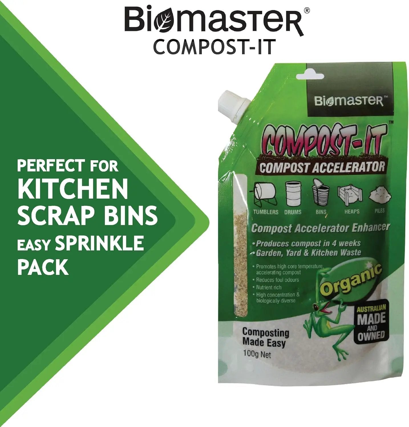 Compost-It Compost Accelerator/Starter 100g Spout Pack for All Composting Systems, (100% Natural Concentrate) by GreenHaven Gardens