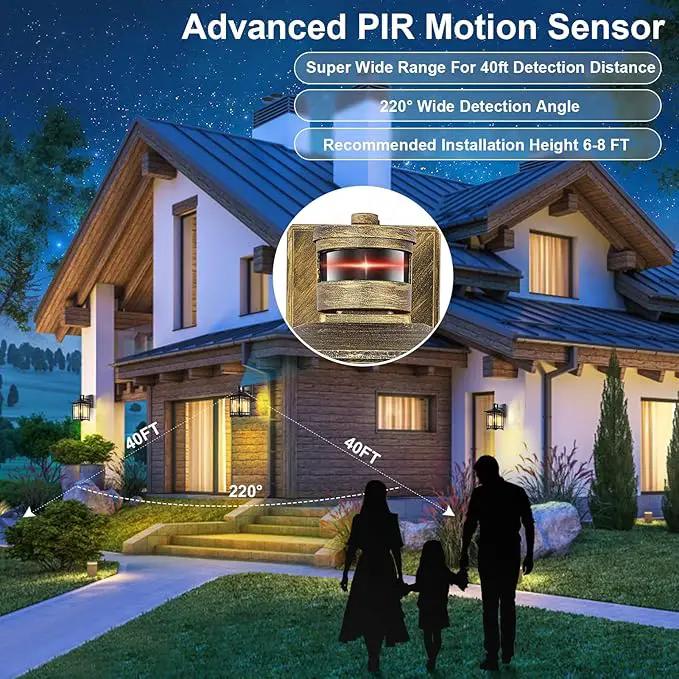 Bronze Outdoor Motion Sensor Lights - Dusk to Dawn Lighting Fixture for Outside House Exterior - Wall Mount Porch Lantern with Yard Front Motion Detector - Garage Patio Anti-Rust Light by GreenHaven Gardens