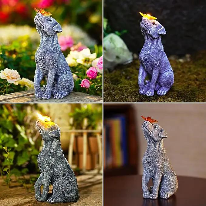 Goodeco Dog Statue with Solar Butterfly - Ideal Gifts for Dad, Mom or Birthdays, Beautifully Crafted Outdoor Decorations to Wow Your Guests by GreenHaven Gardens