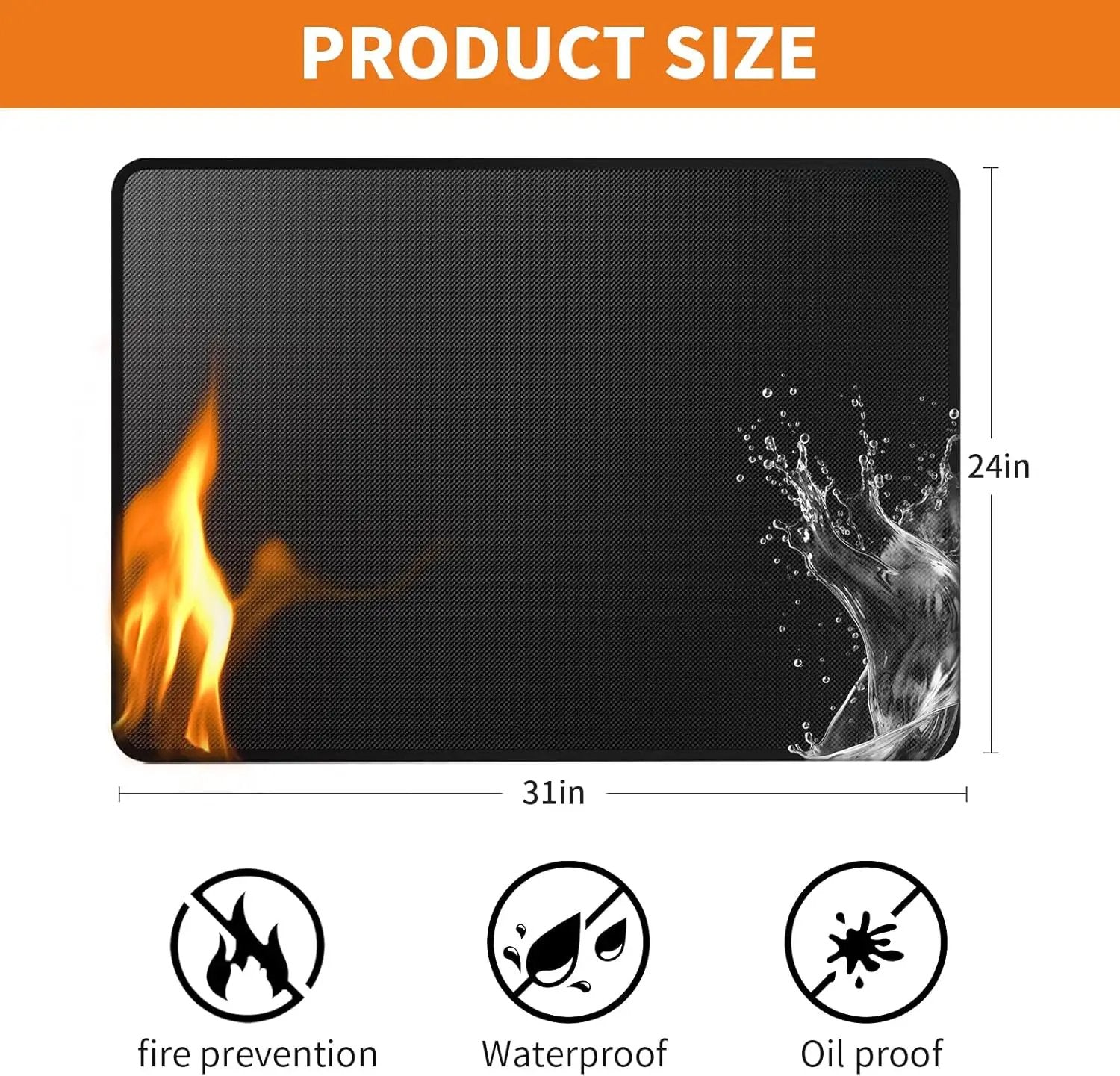Heat Resistant Grill Mat, 24 x 31 inches Double-sided fireproof and waterproof BBQ protection mat Multi-Purpose for Grills Pizza Ovens Smokers Black by GreenHaven Gardens