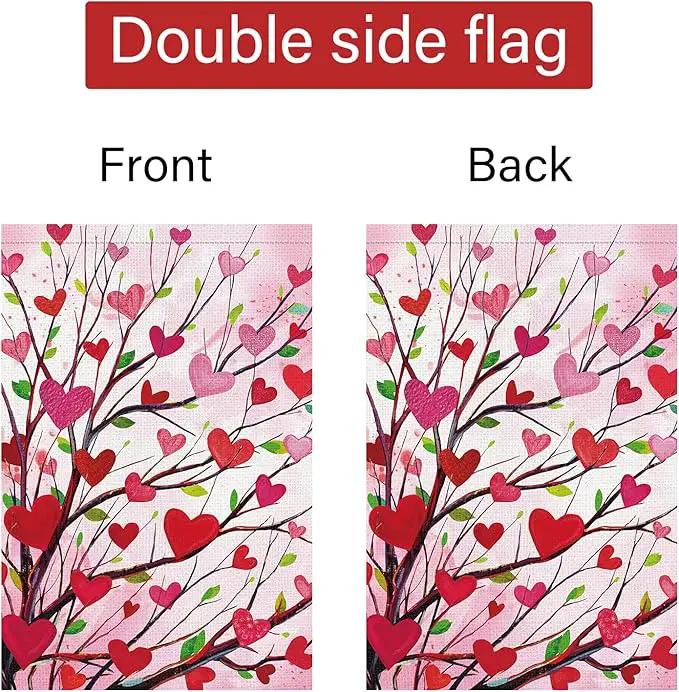Louise Maelys Garden Flag Love Heart Tree 12x18 Inch Double Sided Welcome Small Burlap Spring Holiday Yard Outdoor Outside Home Decoration by GreenHaven Gardens