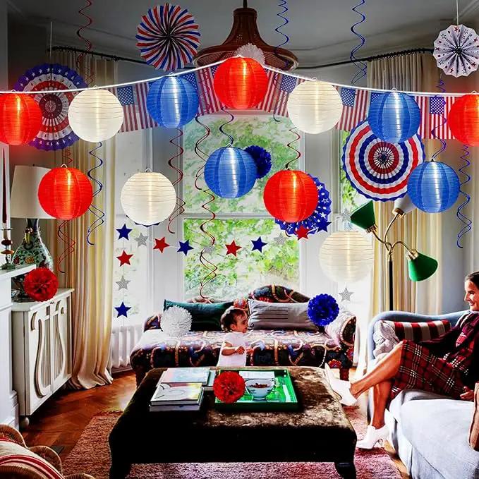 4th of July Decoration Lights, 25Ft Red White and Blue Lantern Lights with 11 LED Bulbs (1 spare bulbs), Hanging Patriotic Decor Lights for July 4th, Independence Day, Yard, Garden, Memorial Decor by GreenHaven Gardens