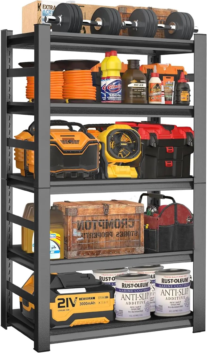 63" Heavy Duty Garage Shelving, 5-Tier Adjustable Storage Shelf, 2000lbs Capacity for Kitchen Garage Warehouse Organization by GreenHaven Gardens