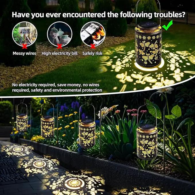 Solar Lanterns Outdoor Waterproof Dragonfly Garden Decor Gift for Women, Mom, Grandma, Hanging Metal Solar Lights for Yard, Patio, Porch, Backyard, Pathway Decoration by GreenHaven Gardens