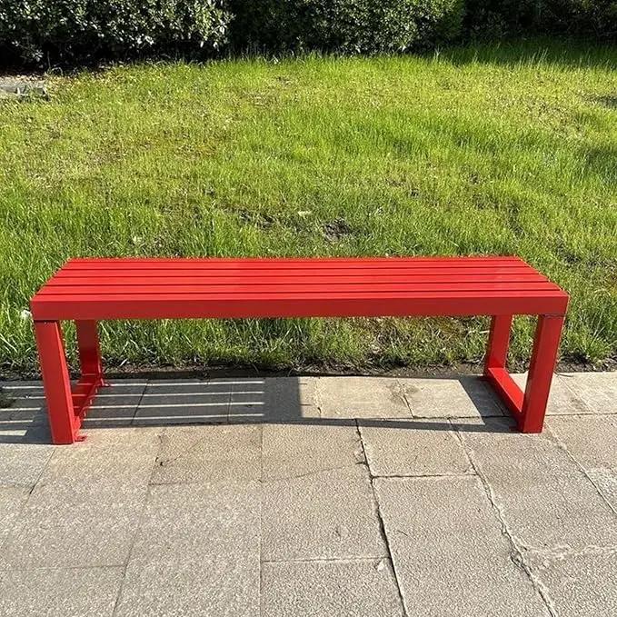 Weatherproof Metal Dining Bench, Outdoor Bench Backless Patio Bench 2-Person Farmhouse Bench Garden Bench for Kitchen, Living Room, Entryway(Red,59in) by GreenHaven Gardens