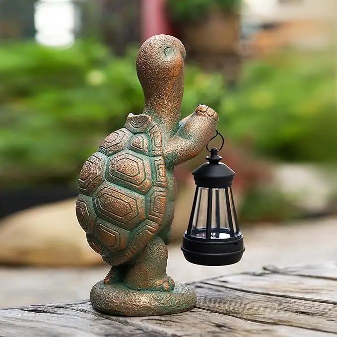 Turtle Solar Powered Outdoor Garden Statue, Resin Turtle Statue with Solar Light Lantern, Decorative Lawn, Yard Outdoor Turtle Decoration. Unique Home Decoration, Gifts for Women by GreenHaven Gardens