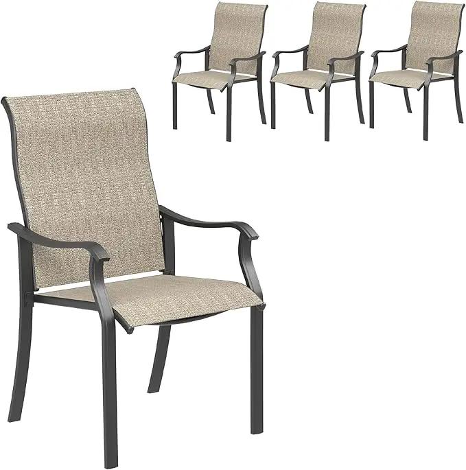 UDPATIO Patio Dining Chairs Set of 4, High Back Wide Seat Outdoor Furniture Chairs with All Weather Breathable Textilene, for Lawn Garden Backyard, Brown by GreenHaven Gardens