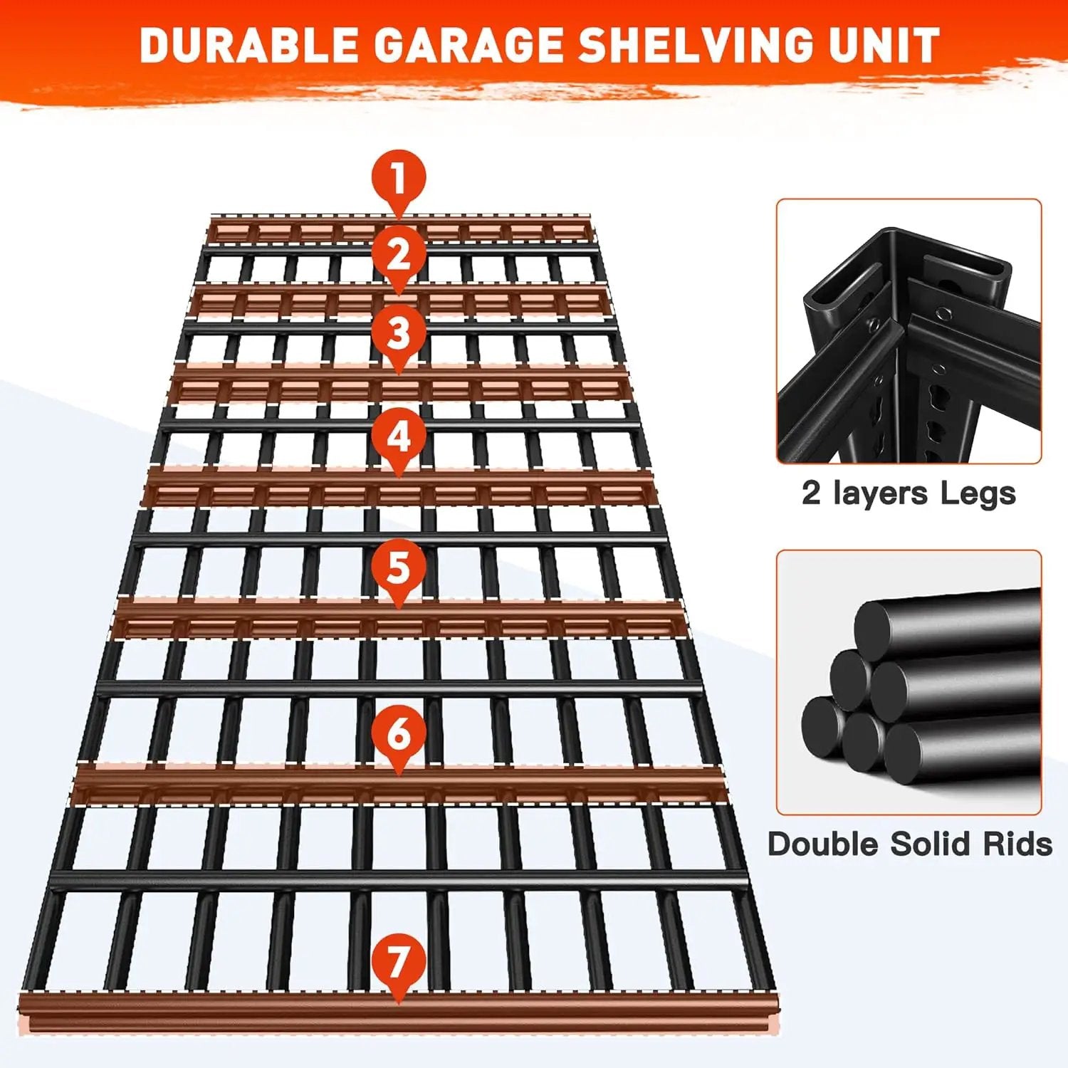 REIBII 48.2''W Garage Shelving Heavy Duty Metal Shelving 3000LBS Storage Shelves Adjustable Metal Shelves Industrial Garage Shelf for Warehouse Basement, 2 Pack by GreenHaven Gardens