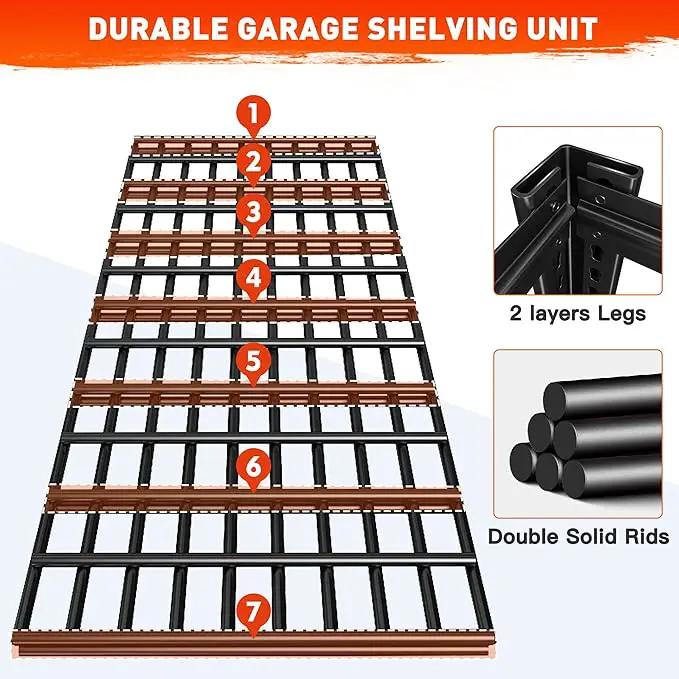 REIBII 48.2''W Garage Shelving Heavy Duty Metal Shelving 3000LBS Storage Shelves Adjustable Metal Shelves Industrial Garage Shelf for Warehouse Basement, 4 Pack by GreenHaven Gardens