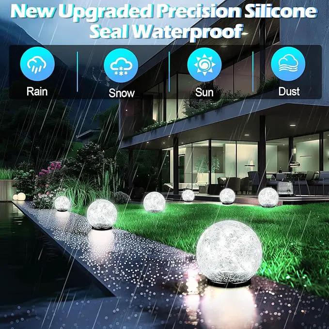 Garden Solar Ball Lights Outdoor Waterproof, 80 LED Cracked Glass Globe Solar Power Ground Lights for Path Yard Patio Lawn, Outdoor Decoration Landscape White (2 Pack 5.9'') by GreenHaven Gardens