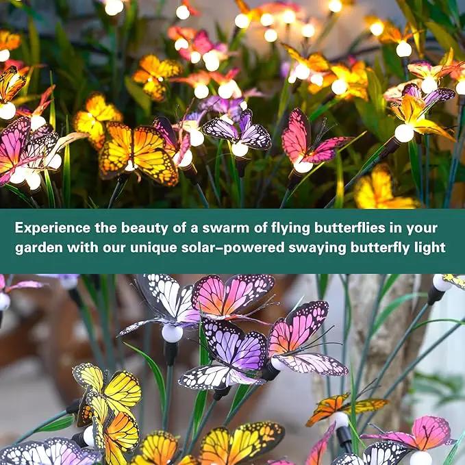 TONULAX Solar Garden Lights - Swaying Butterfly Light, Swaying in The Wind, Solar Outdoor Lights, Yard Patio Pathway Decoration, High Flexibility Iron Wire & Realistic Butterflies(4 Pack) by GreenHaven Gardens