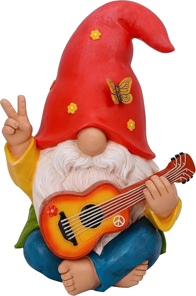 Mood Lab Garden Gnome - Funny Hippie Gnome Figurine - 9.25 Inch Tall Lawn Statue - for Outdoor or House Decor by GreenHaven Gardens
