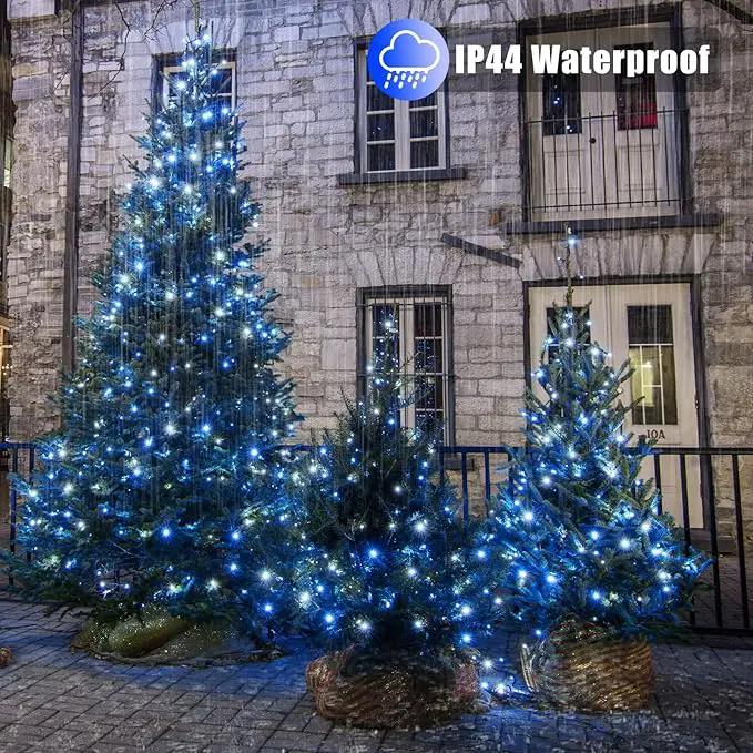 Vivideal 200 LED Christmas Lights Outdoor - 66ft Christmas String Lights 8 Modes Plug in Waterproof Fairy Lights with Timer Memory for Indoor Outside Bedroom Home Party Decoration, Blue&White by GreenHaven Gardens