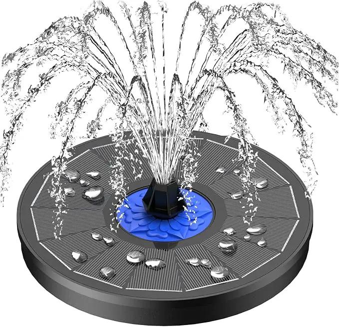 SZMP Solar Fountain Upgrade, 3.5W Solar Powered Bird Bath Fountains with Flower, Outdoor Water Feature Solar Pump with 7-in-1 Nozzles, 4 Fixed Pipes for Humingbirds, Garden, Pool, Pond, and Fish Tank by GreenHaven Gardens