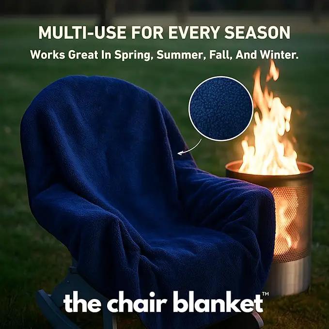 CITYBONFIRES The Chair Blanket™ Reversible Waterproof with Sherpa Lining – Portable Outdoor Cover for Camping, Sports & Patio – Folds into Carry Pouch with Strap - Navy by GreenHaven Gardens
