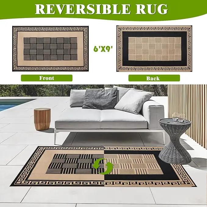 Outdoor Rug 6x9 ft Waterproof, Reversible Outdoor Plastic Straw Rug for Patios Clearance, Outdoor Area Rug Carpet RV Mat for Camping Backyard Deck Porch by GreenHaven Gardens