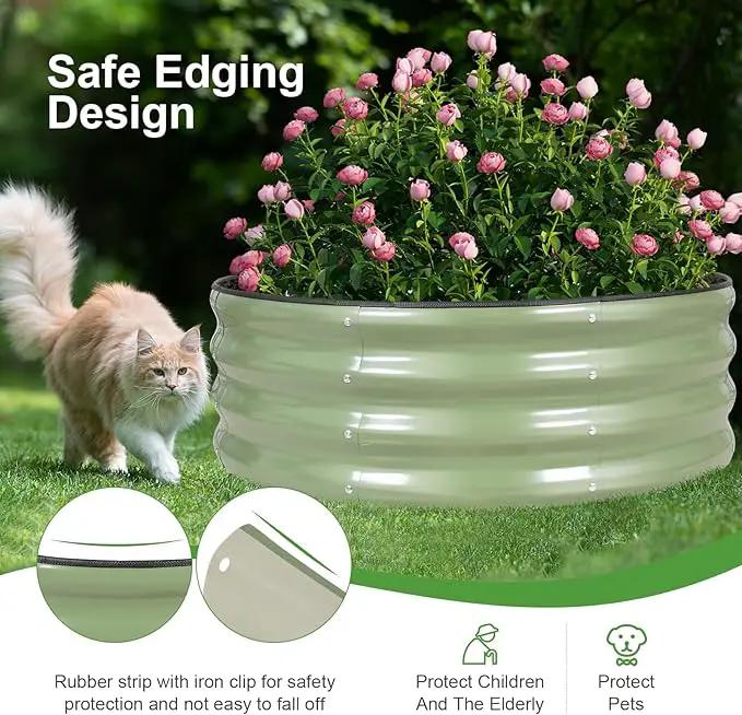 Galvanized Round Raised Garden Bed Outdoor-2Pack Raised Beds for Gardening| Metal Planter Box 3x3x1FT, Green by GreenHaven Gardens