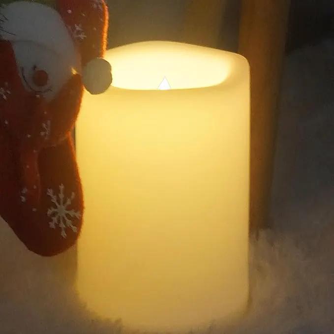 CANDLE CHOICE Extra Large Waterproof Outdoor Flameless Candle D6”xH9” Big Tall Battery Operated Pillar Candle with 6-hour Auto Timer Ivory Plastic Realistic Flickering LED Light for Garden Decorations by GreenHaven Gardens