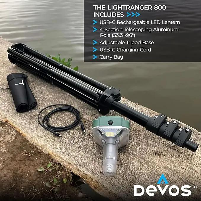 Devos Outdoor LightRanger 800 Lumen Lantern - Rechargeable Telescoping LED Lantern, 30-Hour Runtime, Illuminates 40-Foot Area, Adjustable Height by GreenHaven Gardens