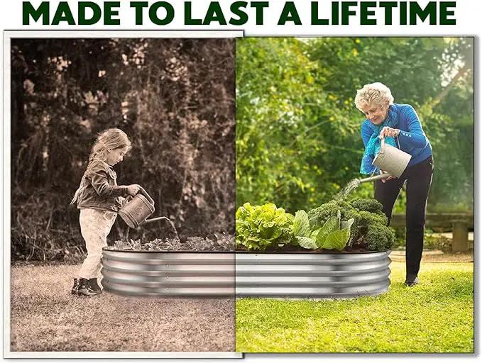 Galvanized Raised Garden Beds Outdoor // 8×4×1 ft Planter Raised Beds for Gardening, Vegetables, Flowers // Large Metal Garden Box // Patented Tool-Free Design (Silver) by GreenHaven Gardens