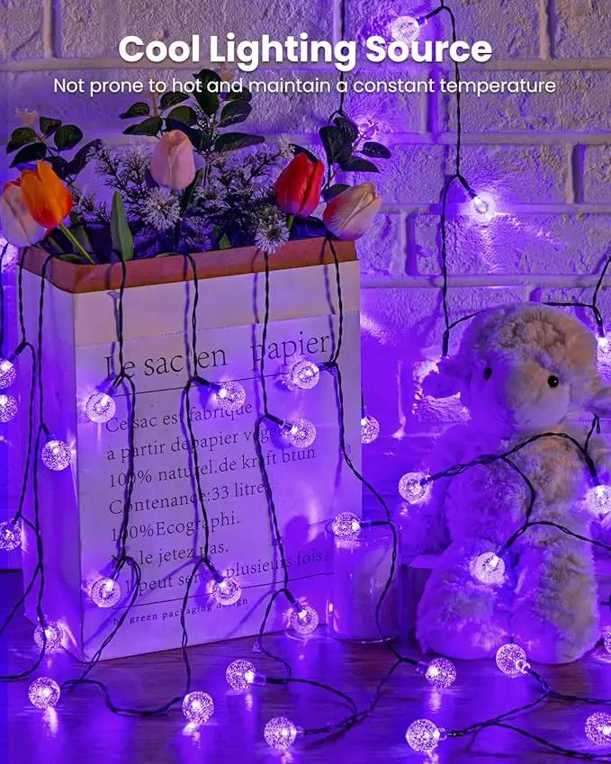 Brightown Purple Solar Halloween Lights Outdoor 60 Led 36 Feet Crystal Globe String Lights with 8 Lighting Modes, Waterproof Solar Powered Patio Lights for Garden Yard Porch Decor (Purple) by GreenHaven Gardens
