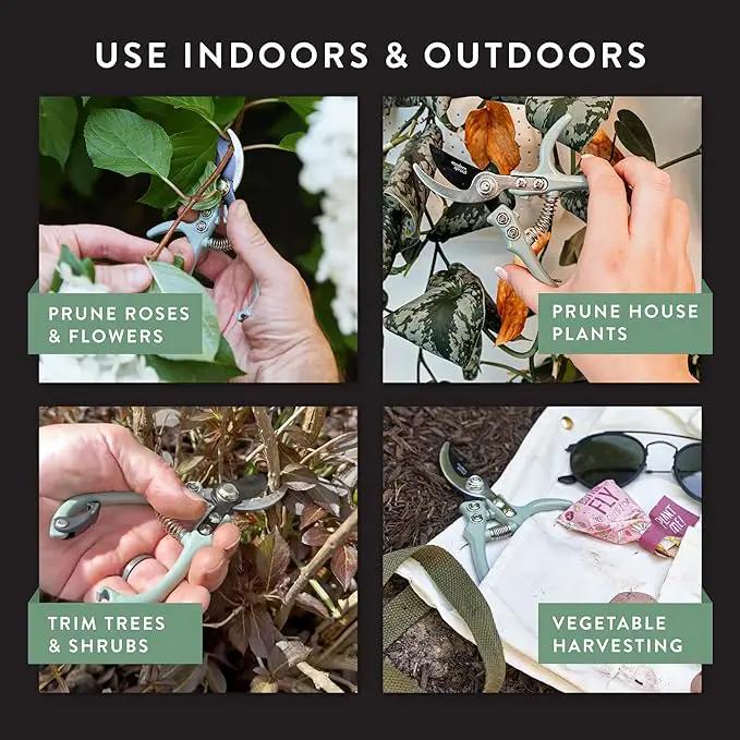 Modern Sprout Hand Pruners - Lightweight Pruning Shears W/Easy Lock- Gardening Scissors - Bypass Sharp Carbon Steel Blade - Rust Resistant - Garden Tools - Reusable Holster - Lavender